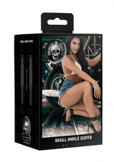 ANKLE CUFFS WITH SKULLS - BLACK